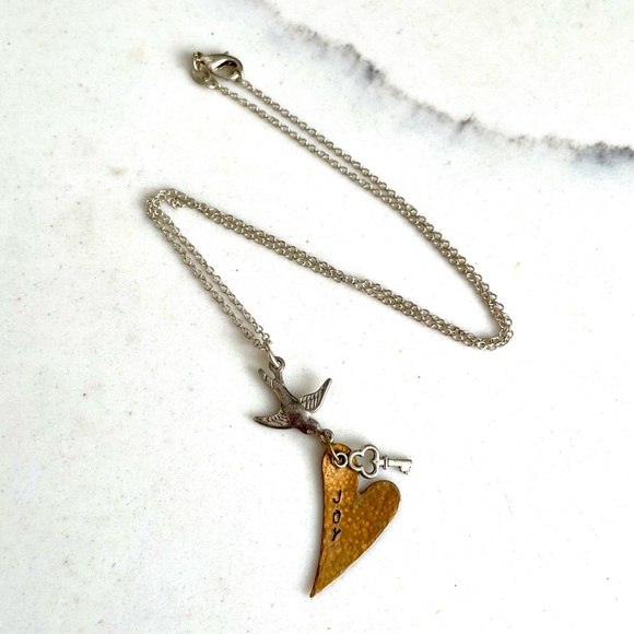 Artisan Silver and Copper Charm Joy Necklace - Picture 2 of 5